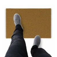 Tapete Capacho De Vinil Liso Limpa Os Pés 90x60cm Ouro Comprimento 60 Cm Desenho Do Tecido Fibra Entrelaçada Largura 90 Cm