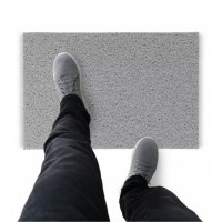 Tapete Capacho De Vinil Liso Rampas 500x60cm Prata