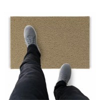 Tapete Capacho De Vinil Liso De Entrada 60x40cm Bege Comprimento 40 Cm Desenho Do Tecido Fibra Entrelaçada Largura 60 Cm