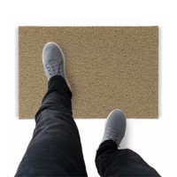 Tapete Capacho De Vinil Liso Resistente 110x40cm Bege Comprimento 40 Cm Desenho Do Tecido Fibra Entrelaçada Largura 110 Cm