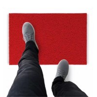 Tapete Capacho De Vinil Liso Exclusivo 170x60cm Vermelho Comprimento 60 Cm Desenho Do Tecido Fibra Entrelaçada Largura 170 Cm