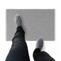 Tapete Capacho De Vinil Liso De Entrada 60x40cm Prata Comprimento 40 Cm Desenho Do Tecido Fibra Entrelaçada Largura 60 Cm