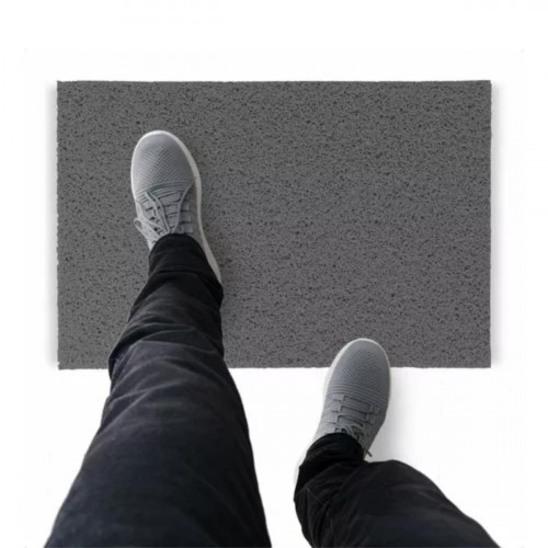 Tapete Capacho De Vinil Liso Prático 140x60cm Cinza Comprimento 60 Cm Desenho Do Tecido Fibra Entrelaçada Largura 140 Cm