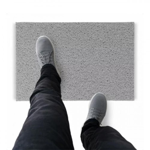 Tapete Capacho De Vinil Liso Requintado 200x60cm Prata Comprimento 60 Cm Desenho Do Tecido Fibra Entrelaçada Largura 200 Cm