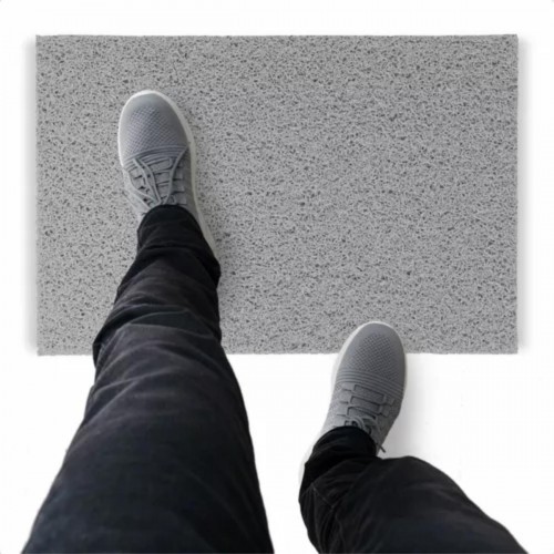 Tapete Capacho De Vinil Liso Resistente 110x40cm Prata Comprimento 40 Cm Desenho Do Tecido Fibra Entrelaçada Largura 110 Cm