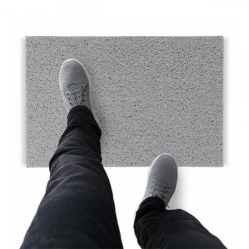 Tapete Capacho De Vinil Liso Prático 140x60cm Prata Comprimento 60 Cm Desenho Do Tecido Fibra Entrelaçada Largura 140 Cm