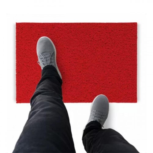 Tapete Capacho De Vinil Liso Durável 250x60cm Vermelho Comprimento 60 Cm Desenho Do Tecido Fibra Entrelaçada Largura 250 Cm