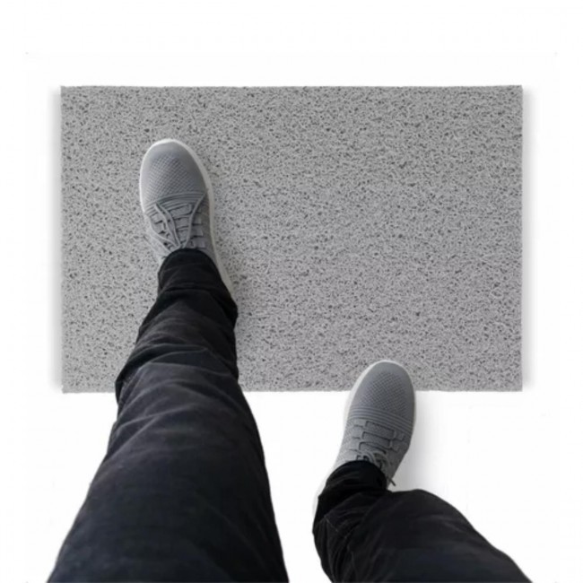 Tapete Capacho De Vinil Liso Fibra De Pvc 100x40cm Prata Comprimento 40 Cm Desenho Do Tecido Fibra Entrelaçada Largura 100 Cm