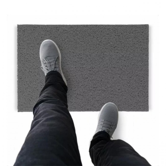 Tapete Capacho De Vinil Liso Prático 140x60cm Cinza Comprimento 60 Cm Desenho Do Tecido Fibra Entrelaçada Largura 140 Cm