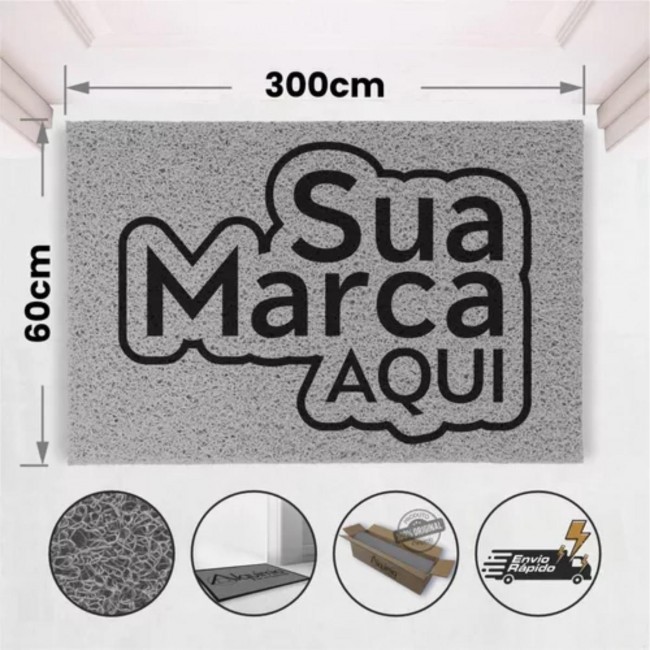 Tapete Capacho De Vinil Personalizado Tira Detrito 300x60cm