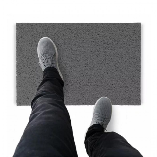 Tapete Capacho De Vinil Liso Original 180x60cm Cinza