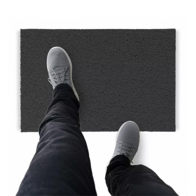 Tapete Capacho De Vinil Liso De Entrada 60x40cm Grafite Comprimento 40 Cm Desenho Do Tecido Fibra Entrelaçada Largura 60 Cm