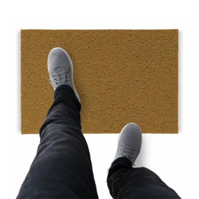 Tapete Capacho De Vinil Liso Hall D Entrada 90x40cm Ouro Comprimento 40 Cm Desenho Do Tecido Fibra Entrelaçada Largura 90 Cm