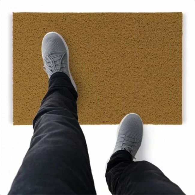 Tapete Capacho De Vinil Liso Tira Detrito 350x60cm Ouro Comprimento 60 Cm Desenho Do Tecido Fibra Entrelaçada Largura 350 Cm